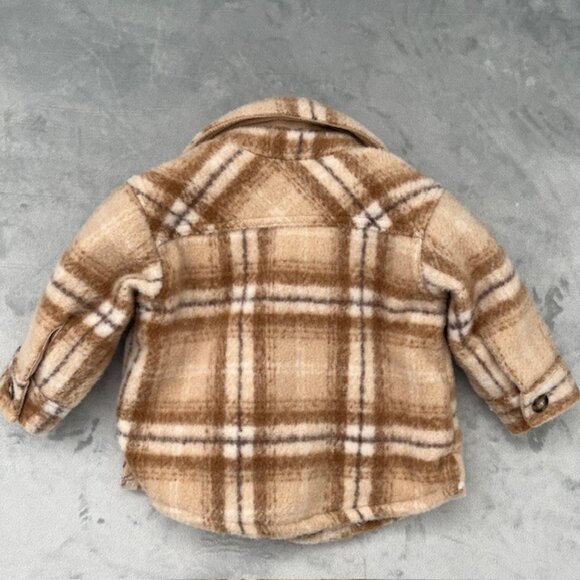 Baby Carter's Plaid Shacket, Cream Brown Tan, Size 3 months - Picture 6 of 10